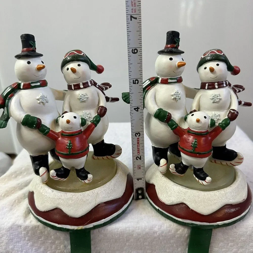 Lot Of 2 Snow Days By Jessica Flick Snowman Stocking Holder Hangers Matching Set